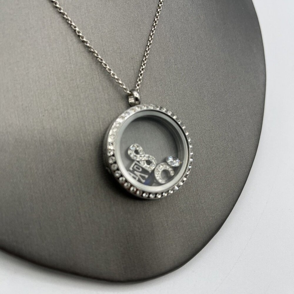 Origami Owl Locket Necklace Inspirational Charm Crystal Love Infinity 32" - Picture 4 of 8